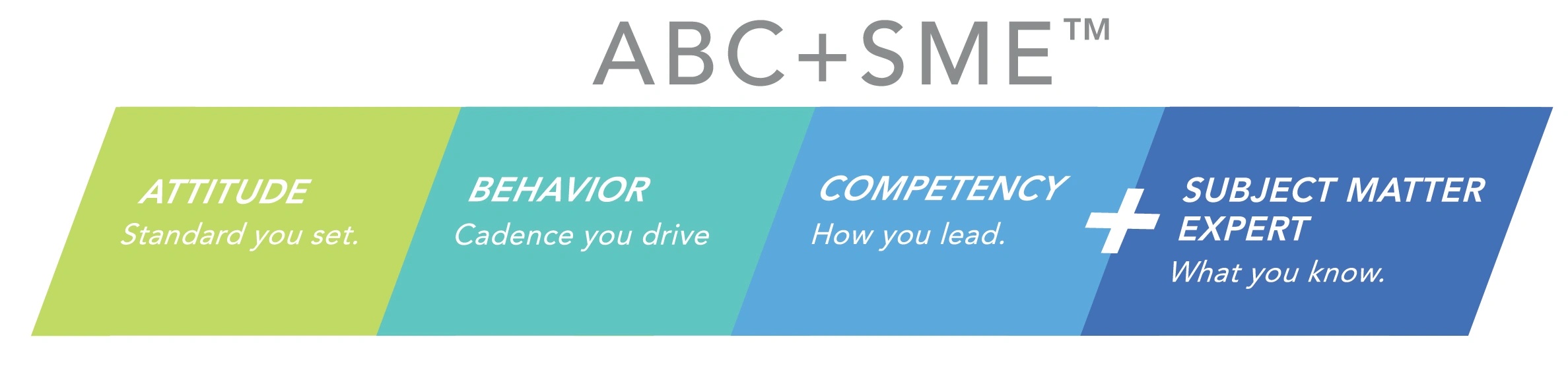 Attitude — Standard you set
Behavior — Cadence you drive
Competency — How you lead
SME — What you kn